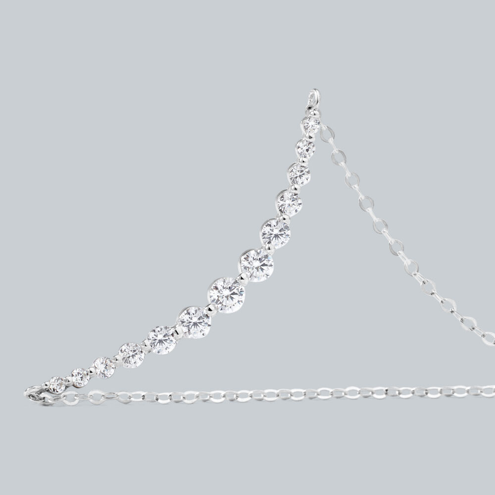 Tennis Necklace 18K White Gold Plated 5mm Round - Foto 9