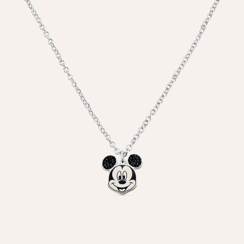 Collana in acciaio con viso di Topolino e strass neri - Collane Donna | Stroili