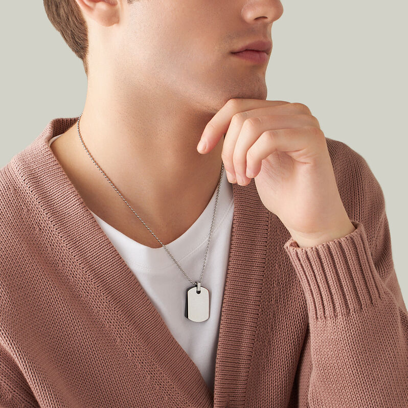 Collana Man Code Acciaio Bicolore Bianco / Nero - Collane Uomo | Stroili