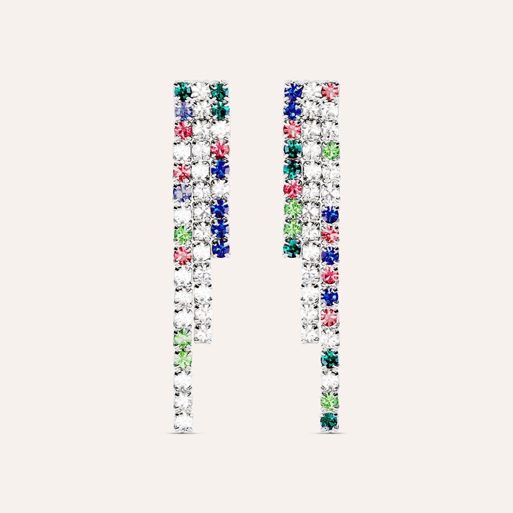 Orecchini Pendenti Tennis Romantic Shine Metallo Cristallo