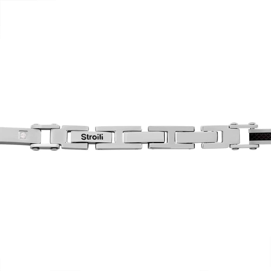 Bracciale Man Code Acciaio Bicolore Bianco / Nero Cristallo - Bracciali Uomo | Stroili