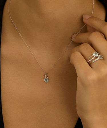 Collana Am&eacute;lie Oro Bianco Topazio Cubic Zirconia