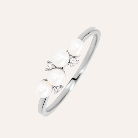 Anello Fantasia Gabrielle Oro Bianco Perla D'Acqua Dolce Cubic Zirconia - Anelli con Pietre Donna | Stroili