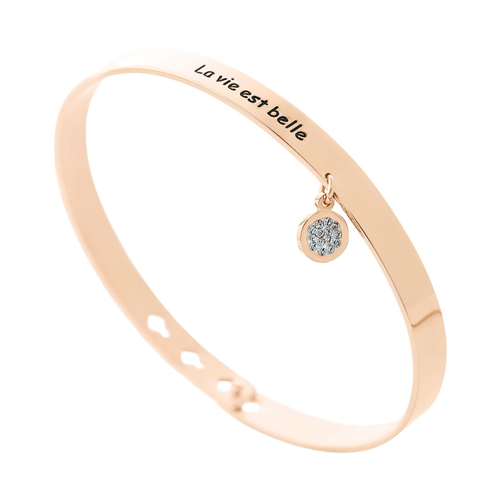 Bangle Lady Message Acciaio Rosa Cristallo - Bracciali Rigidi Donna | Stroili