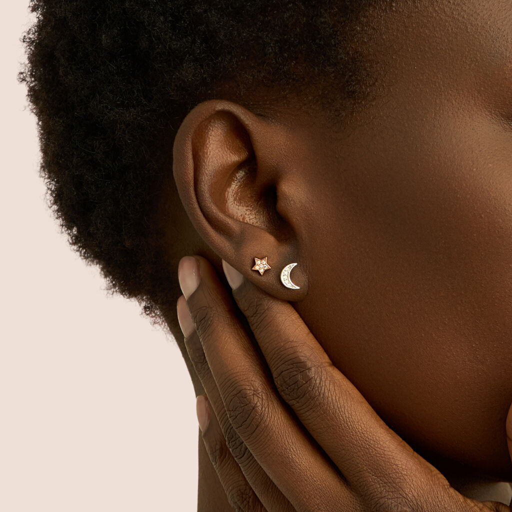 Orecchini Spaiati Silver Moments Argento Bicolore Bianco / Rosa Cubic Zirconia