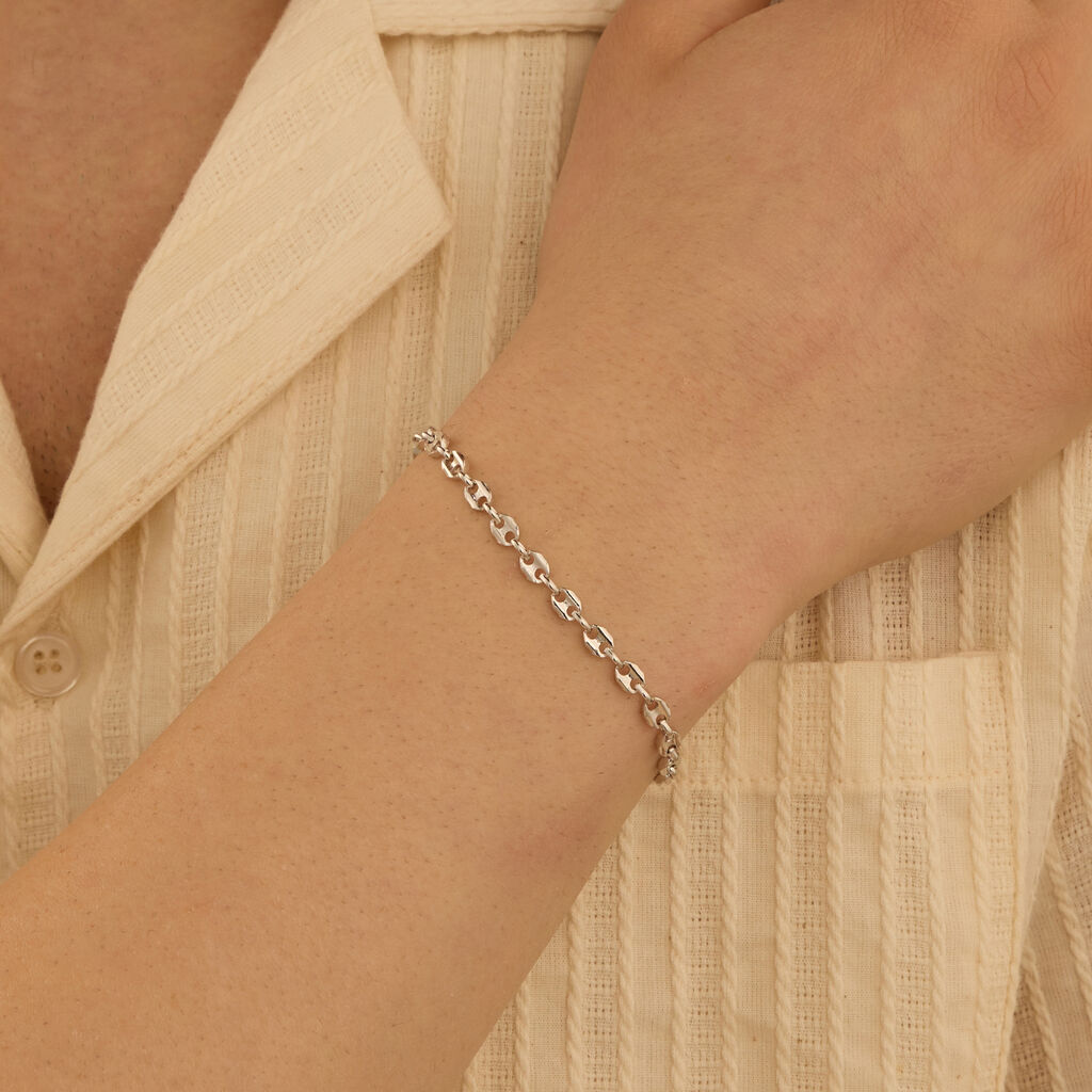 Bracciale Catena Gentleman Argento Rodiato