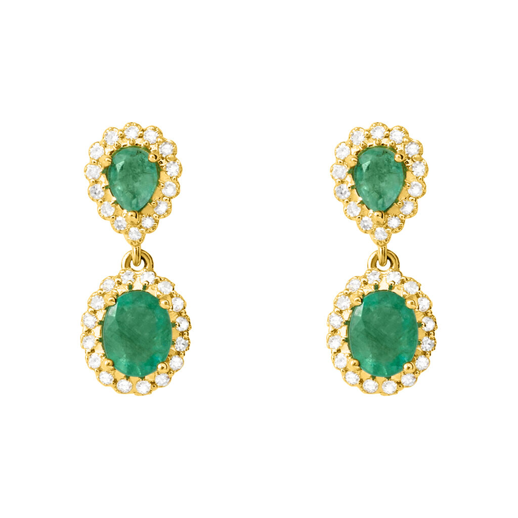 Orecchini Pendenti Charlotte Oro Giallo Smeraldo Diamante Diamante - Orecchini Pendenti Donna | Stroili