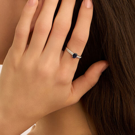 Anello Solitario Charlotte Oro Bianco Zaffiro Diamante - Anelli con Pietre Donna | Stroili