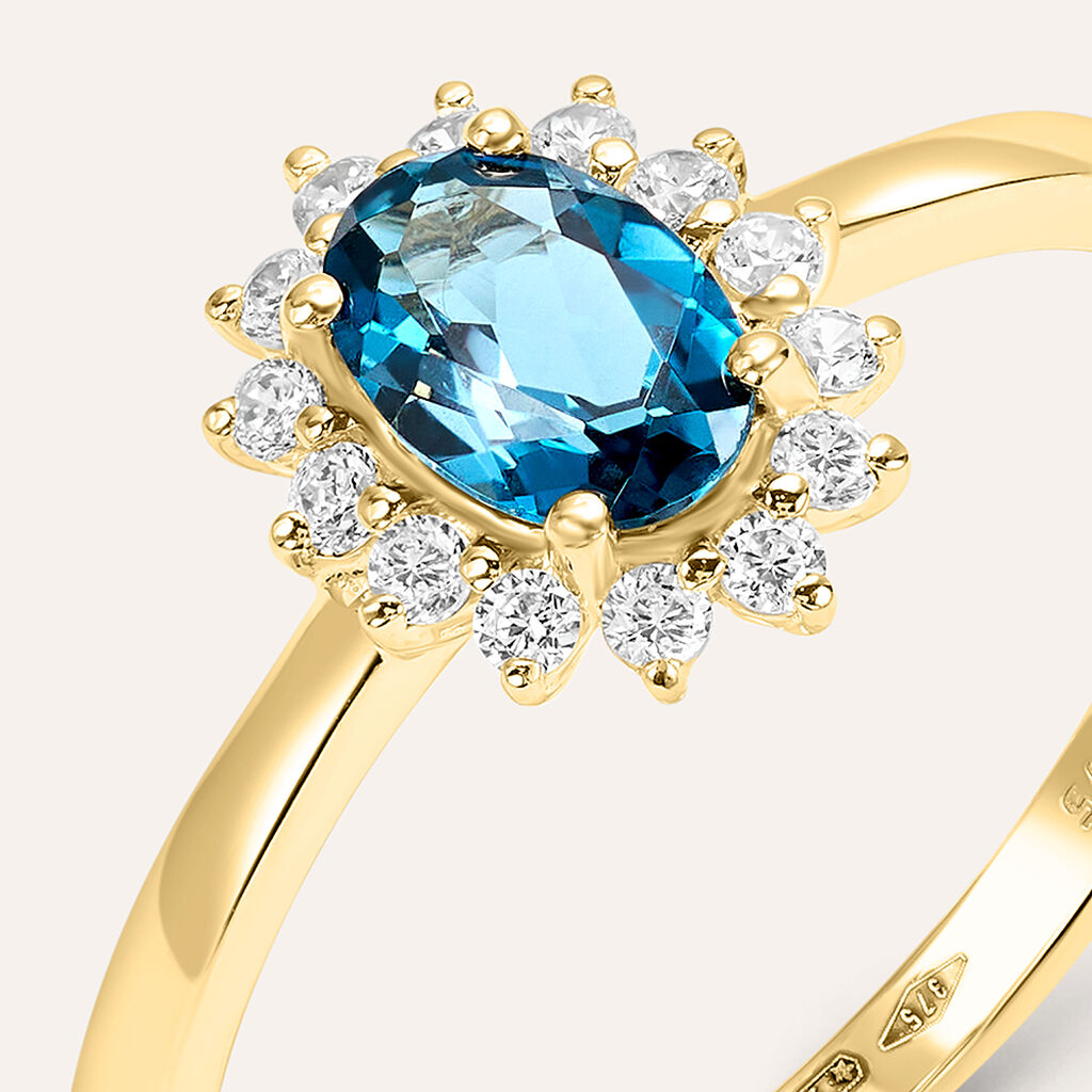 Anello Solitario Kate Am&eacute;lie Oro Giallo Topazio Cubic Zirconia