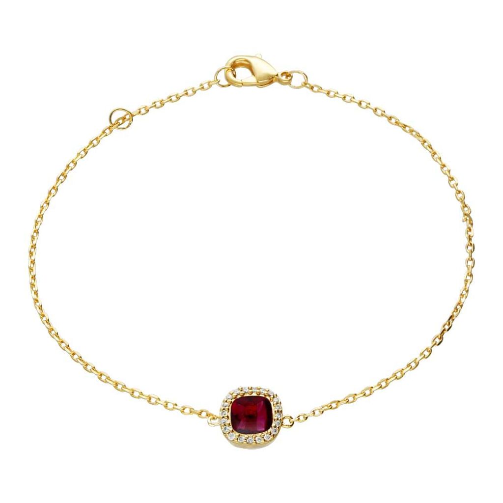 Bracciale placcato oro con pietra rossa e zirconiGirocollo placcato oro con pietra azzurra - Bracciali Amicizia Donna | Stroili