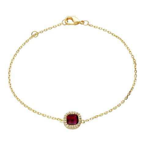 Bracciale placcato oro con pietra rossa e zirconiGirocollo placcato oro con pietra azzurra - Bracciali Amicizia Donna | Stroili