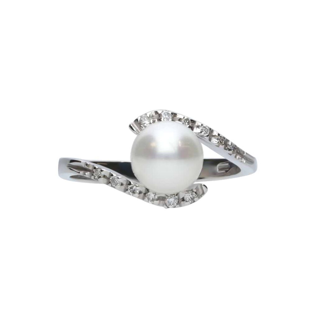 Anello Solitario Gold Pearls Oro Bianco Perla D'Acqua Dolce Diamante - Anelli con Pietre Donna | Stroili