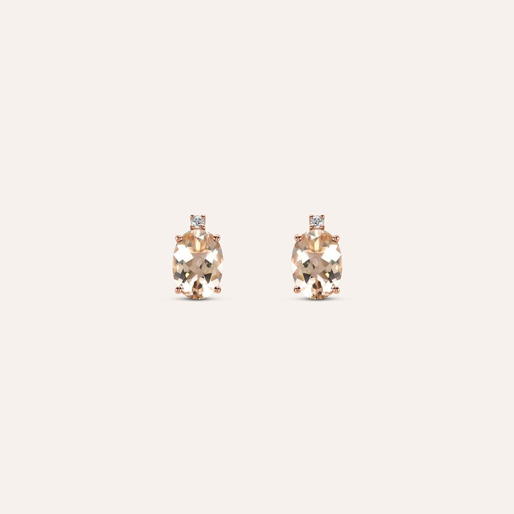 Orecchini Lobo Punto Luce Jasmine Oro Rosa Morganite Diamante - Orecchini a Lobo Donna | Stroili