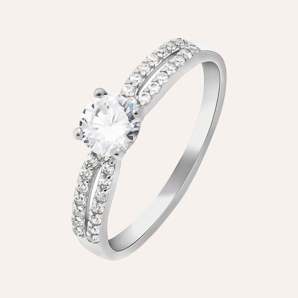 Anello Solitario Silver Elegance Argento Rodiato Cubic Zirconia