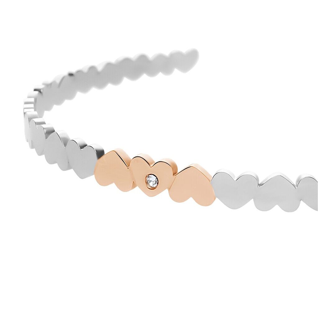 Bangle Lady Chic Acciaio Bicolore Bianco / Rosa Cristallo - Bracciali Rigidi Donna | Stroili