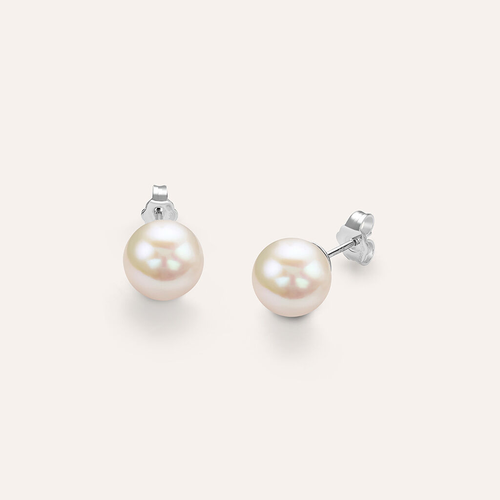 Orecchini Lobo Silver Pearls Argento Rodiato Perla sintentica