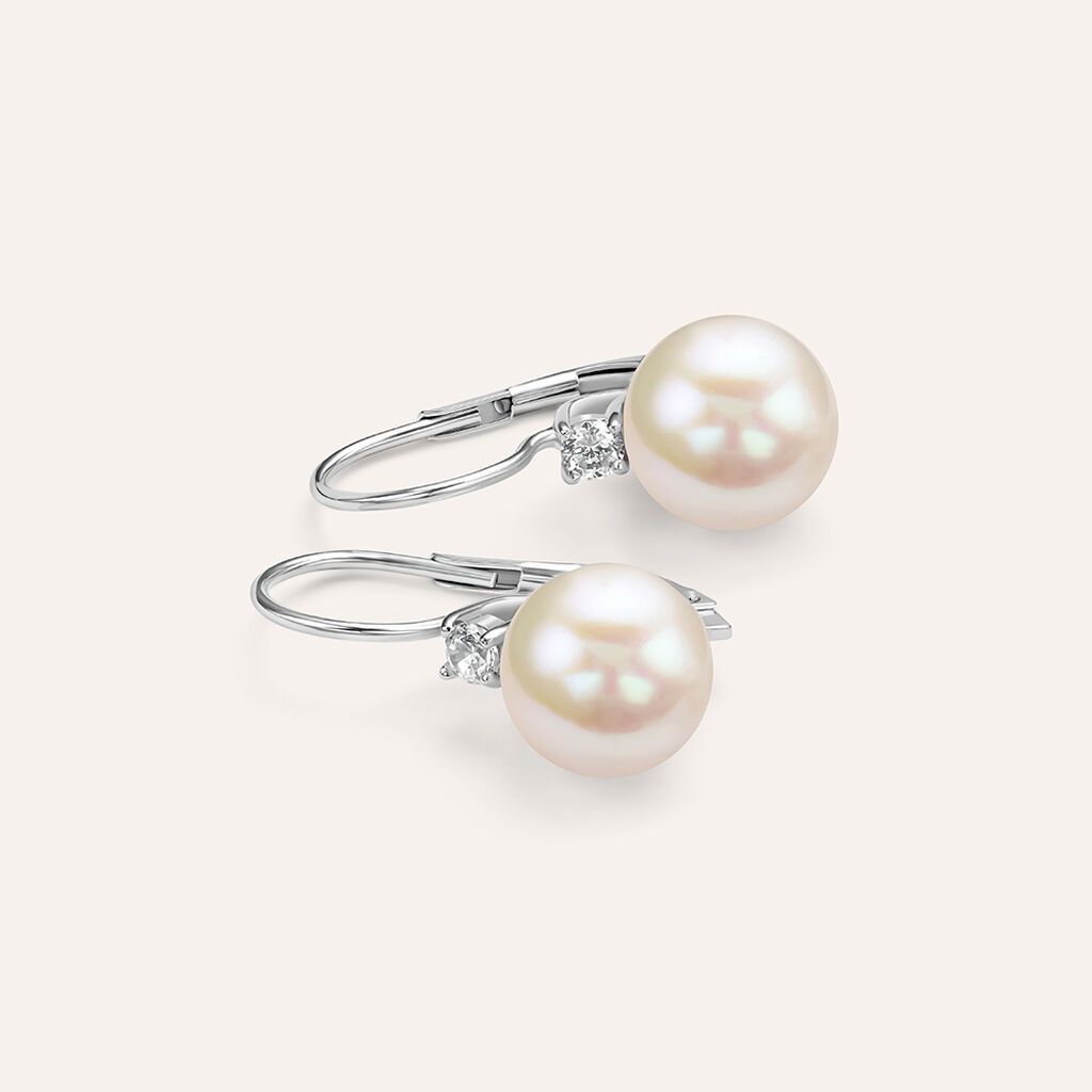 Orecchini Pendenti Silver Pearls Argento Rodiato Perla sintentica Cubic Zirconia - Orecchini Pendenti Donna | Stroili