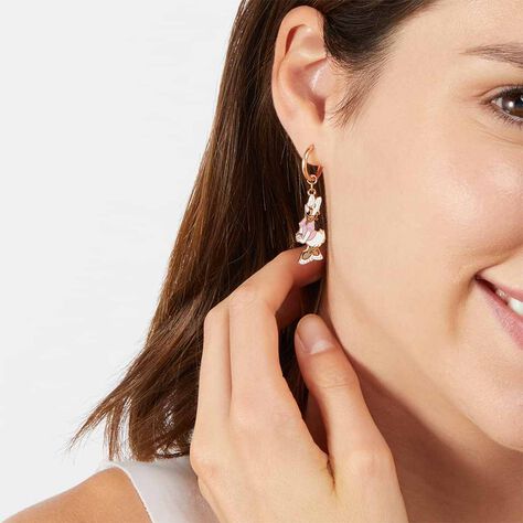 Orecchini pendenti in acciaio rosato con Paperina e strass - Orecchini Pendenti Donna | Stroili