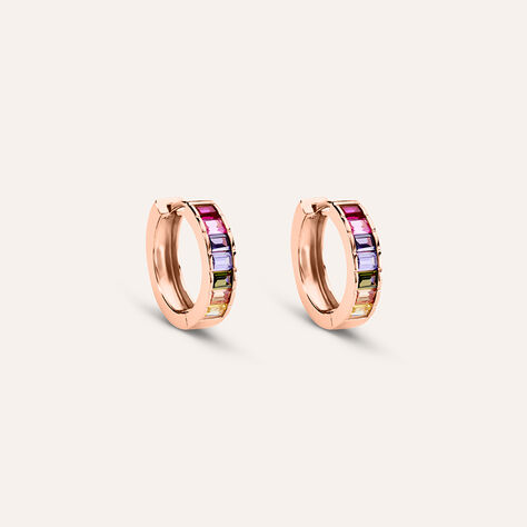 Orecchini A Cerchio Silver Rainbow Argento Rosa Cubic Zirconia - Orecchini a Cerchio Donna | Stroili