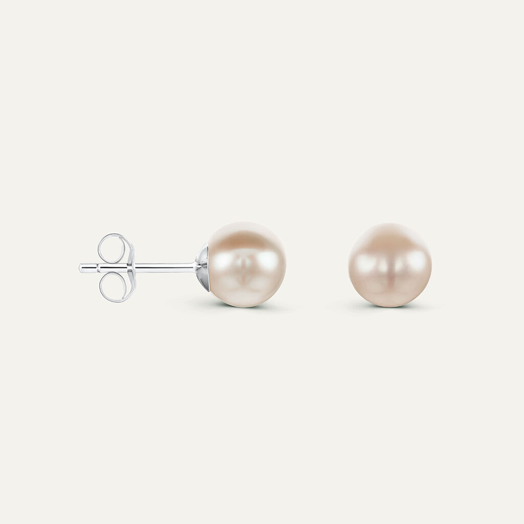 Orecchini Lobo Gabrielle Oro Bianco Perla D'Acqua Dolce - Orecchini a Lobo Donna | Stroili