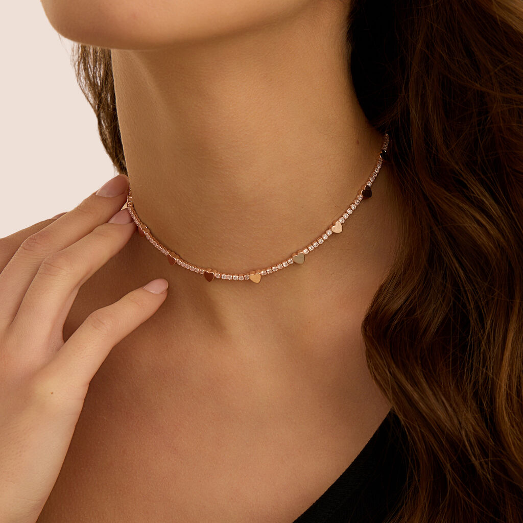 Collana Romantic Shine Ottone Rosa Cristallo