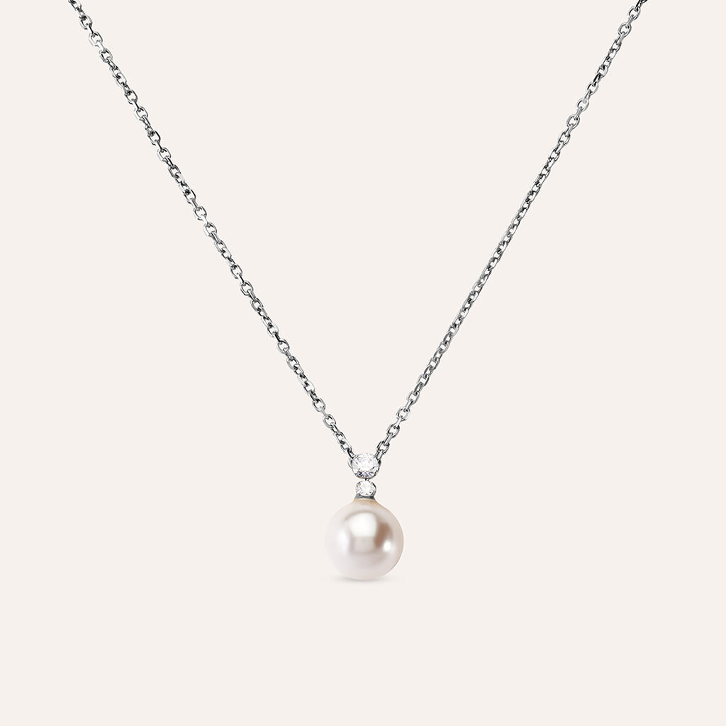 Collana Silver Pearls Argento Rodiato Cubic Zirconia
