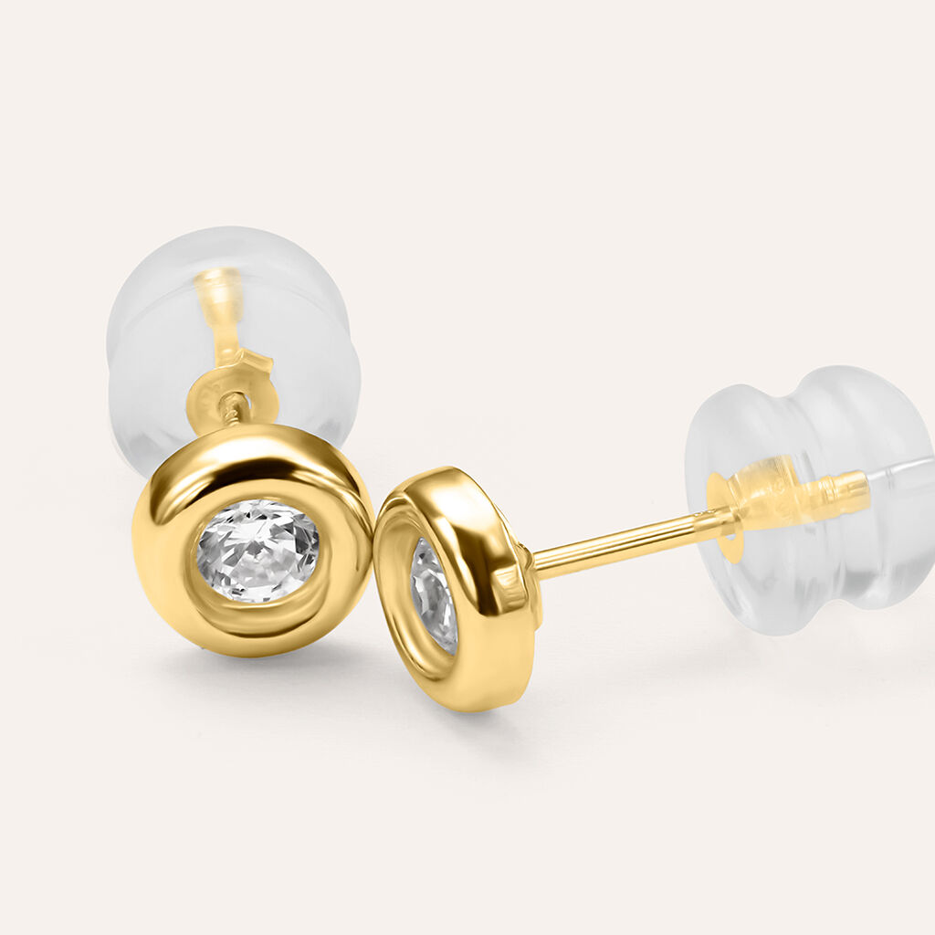 Orecchini Lobo Punto Luce Bon Ton Oro Giallo Cubic Zirconia