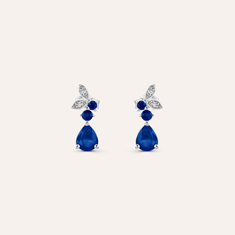 Orecchini Lobo Charlotte Oro Bianco Zaffiro Diamante - Orecchini a Lobo Donna | Stroili