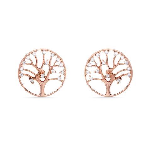 Orecchini Albero della vita in argento rosato e zirconi - Orecchini a Cerchio Donna | Stroili