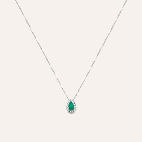 Collana Punto Luce Charlotte Oro Bianco Smeraldo Diamante - Collane Punto Luce Donna | Stroili