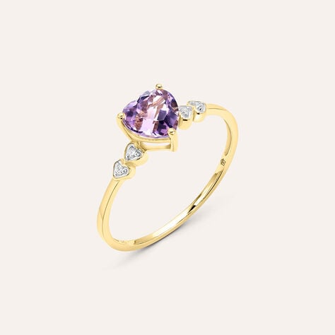 Anello Solitario Amélie Oro Giallo Ametista Cubic Zirconia - Anelli con Pietre Donna | Stroili