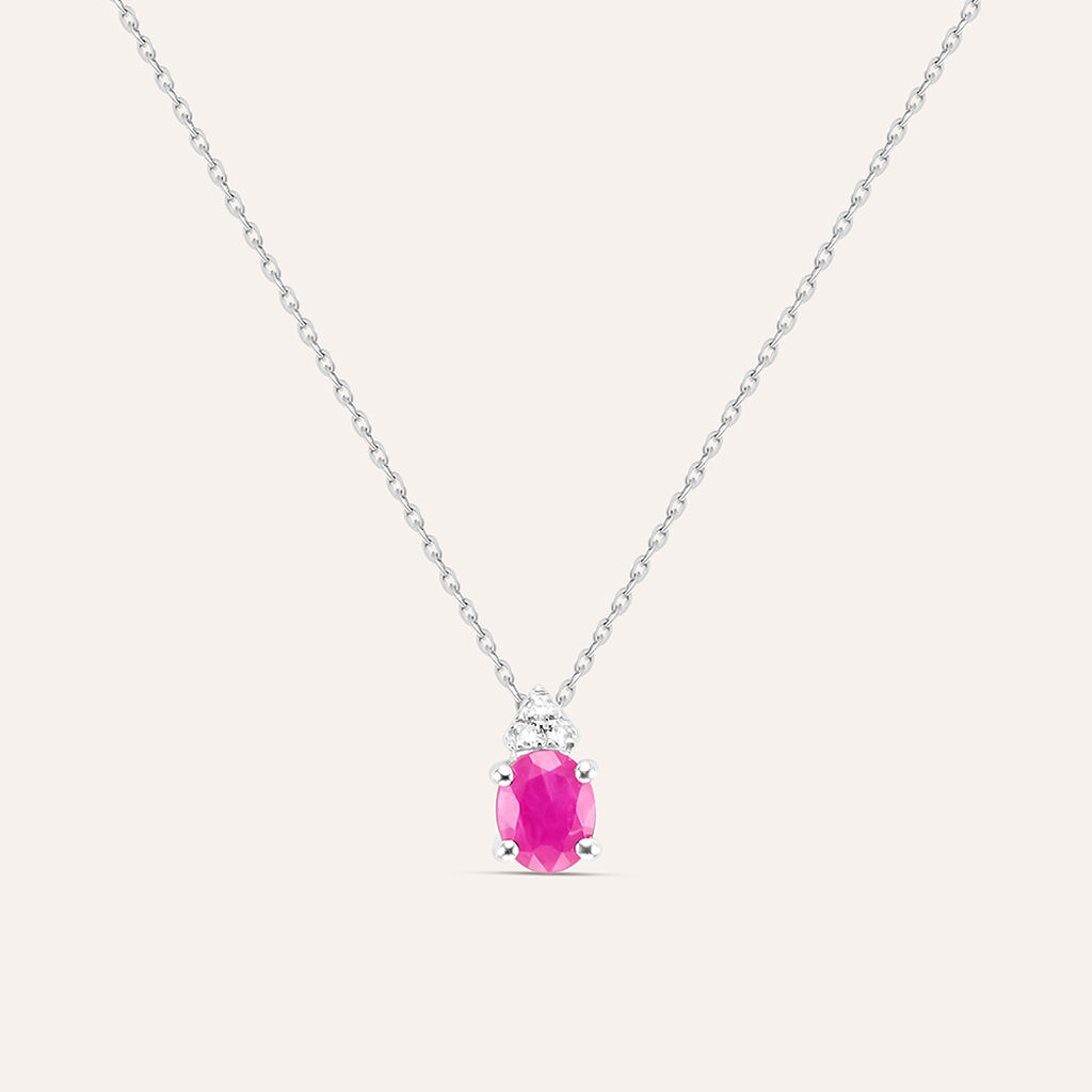 Collana Punto Luce Elizabeth Crown Oro Bianco Rubino Diamante