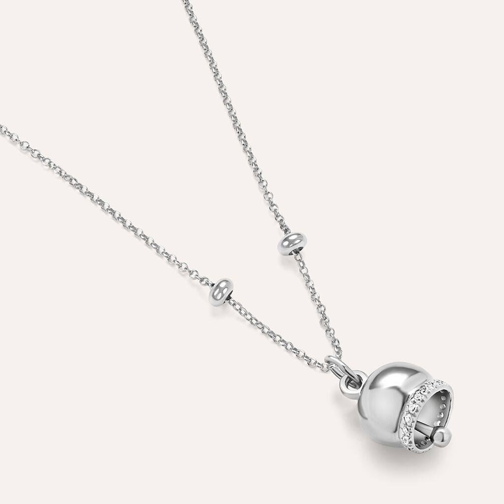 Pendente Saluti&Baci Campanella Love Beats Argento Rodiato Cubic Zirconia