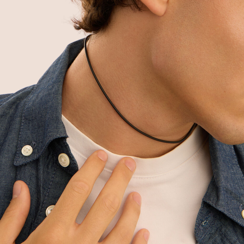 Collana Gentleman Argento Rodiato