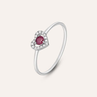 Anello Solitario Charlotte Oro Bianco Rubino Diamante