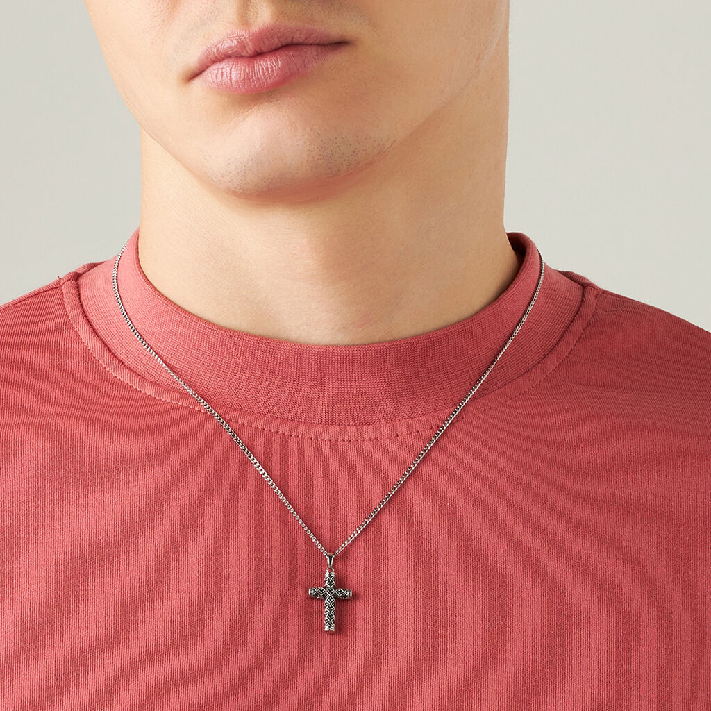 Collana Man Code Acciaio Cristallo