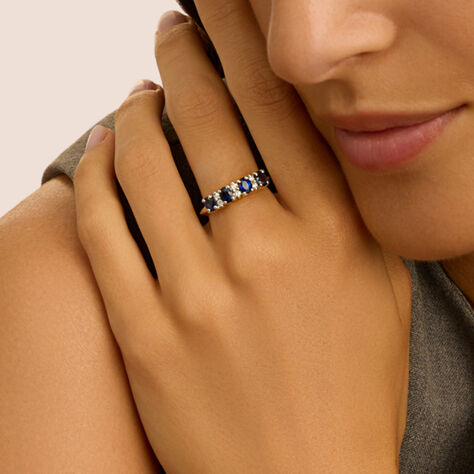 Anello Riviere Elizabeth Crown Oro Bianco Zaffiro Diamante - Anelli Riviere Donna | Stroili