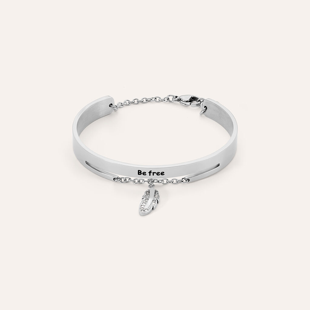 Bangle Lady Message Acciaio Cristallo - Bracciali Rigidi Donna | Stroili