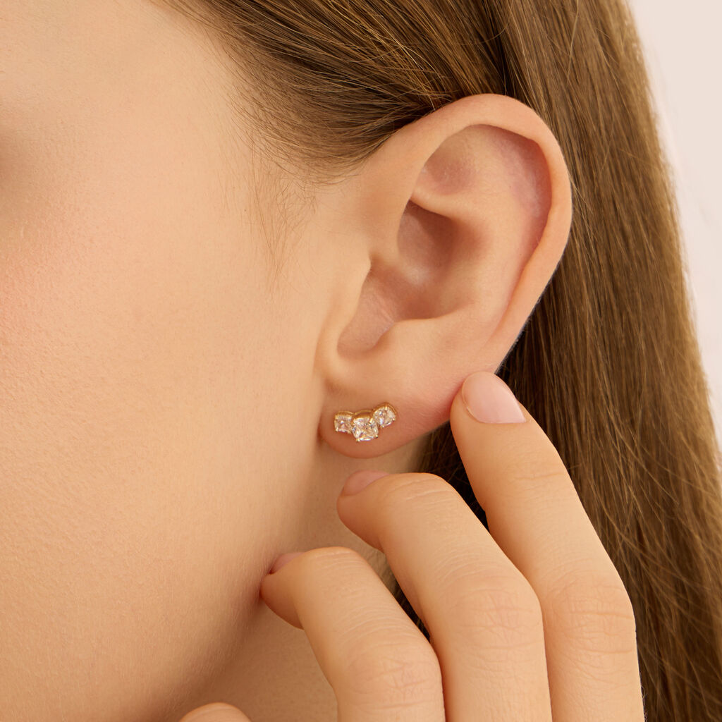 Orecchini Lobo Trilogy Bon Ton Oro Giallo Cubic Zirconia