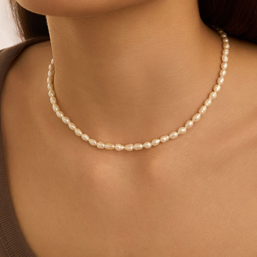 Collana Gabrielle Oro Giallo Perla D'Acqua Dolce