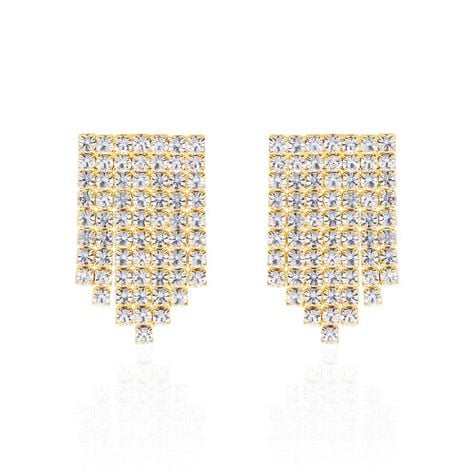 Orecchini pendenti multifilo in metallo dorato con strass - Orecchini Pendenti Donna | Stroili