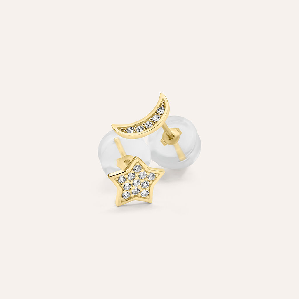 Orecchini Spaiati Bon Ton Oro Bianco Cubic Zirconia - Gioielli Donna | Stroili