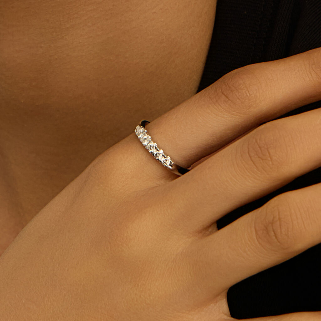 Anello Riviere Firmamenti Oro Bianco Diamante