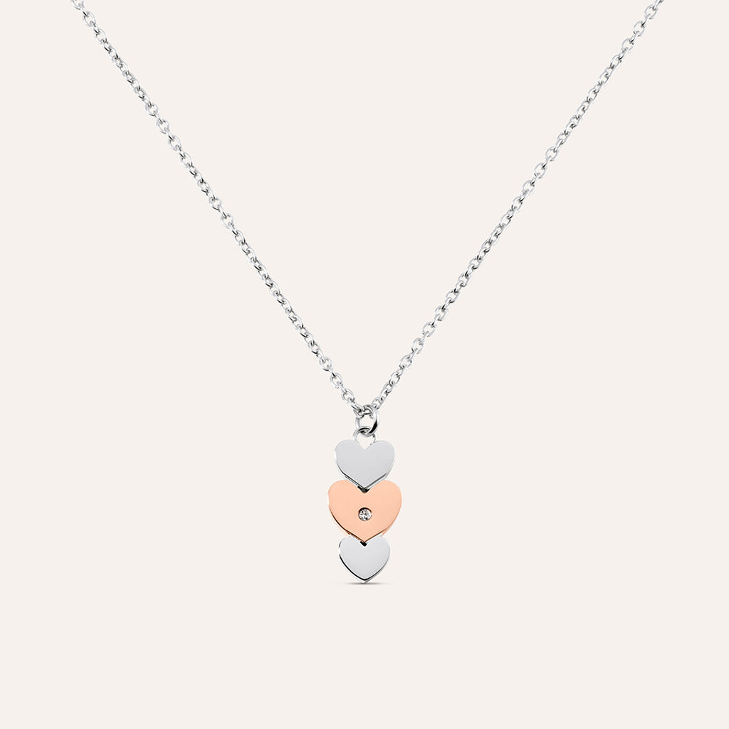 Collana Sunrise Acciaio Bicolore Bianco / Rosa Cristallo