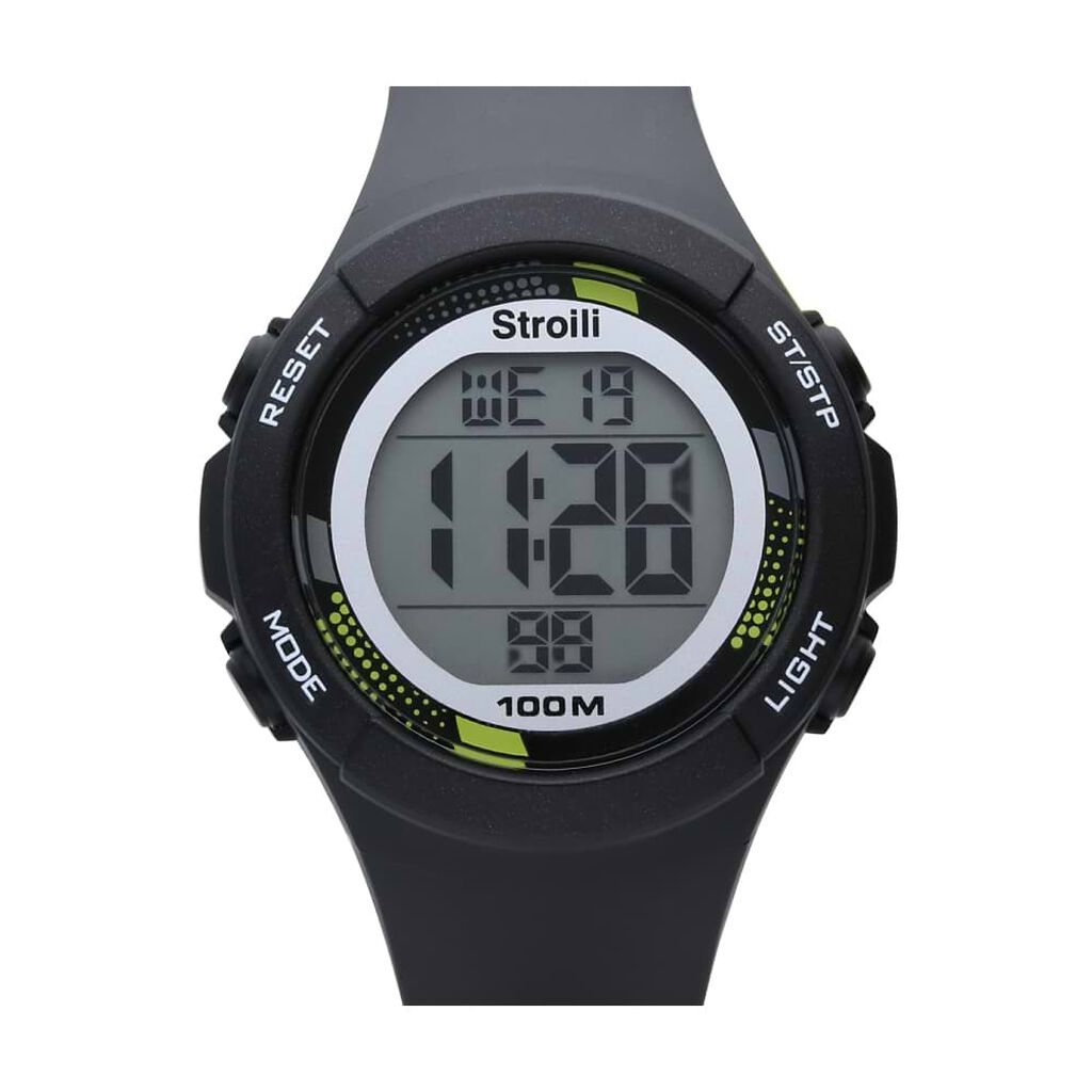 Baltimora Cronografo digitale in silicone nero e acciaio