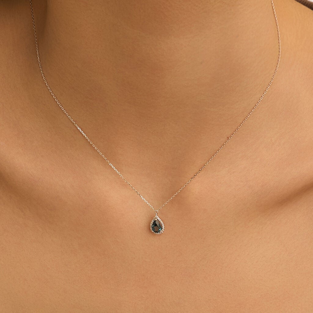 Collana Punto Luce Am&eacute;lie Oro Bianco Topazio Cubic Zirconia