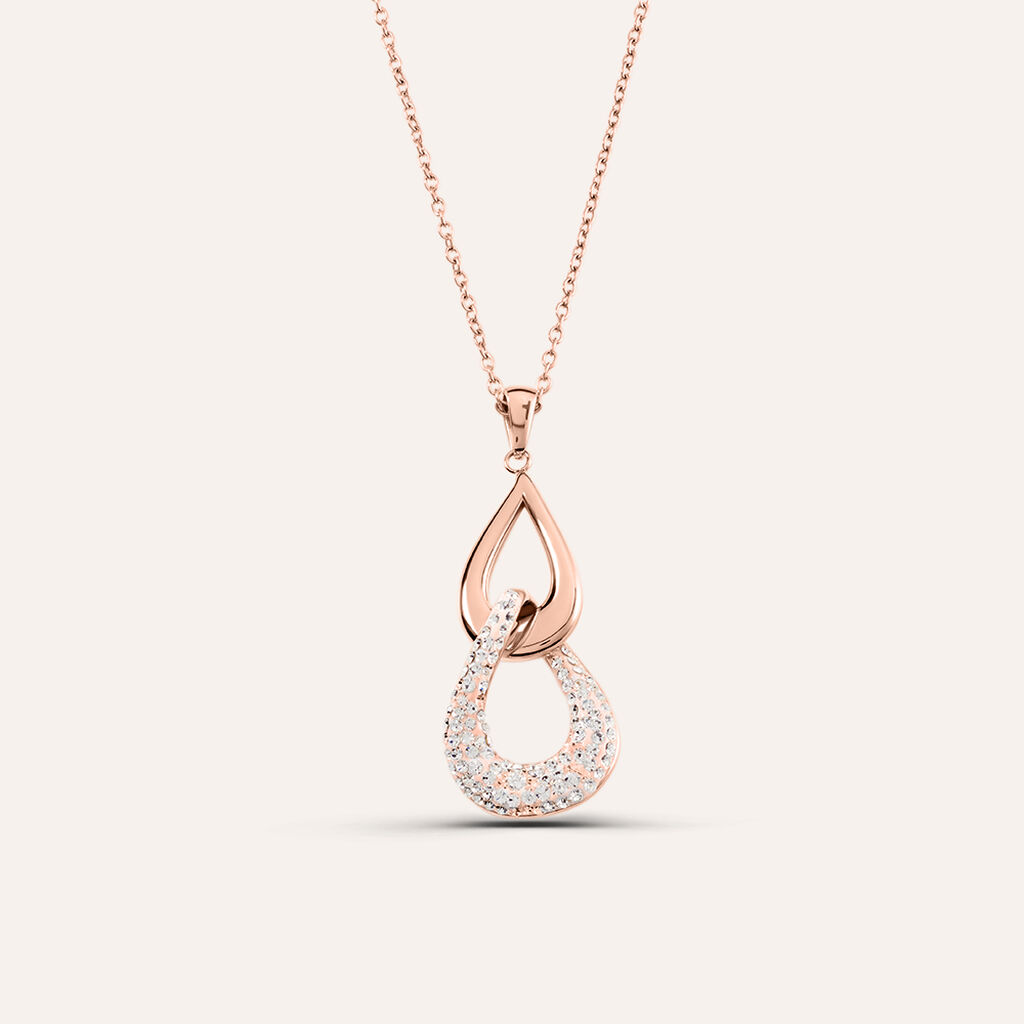 Collana Aura Acciaio Rosa Cristallo