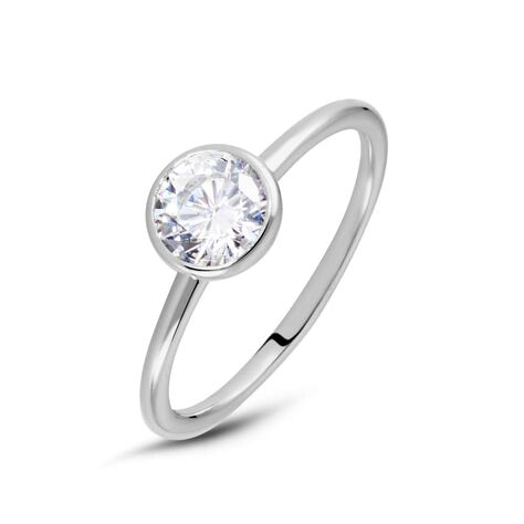 Anello Solitario Silver Elegance Argento Rodiato Cubic Zirconia - Anelli con Pietre Donna | Stroili