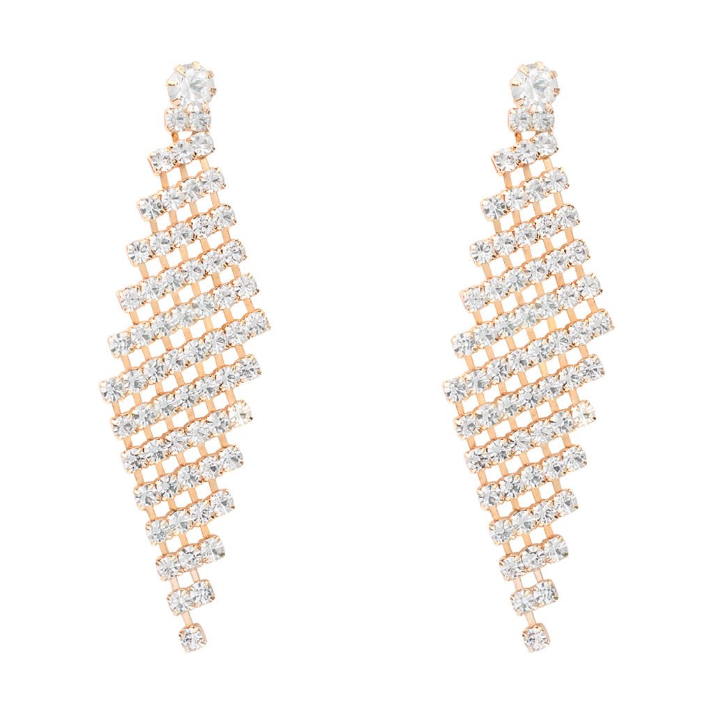 Orecchini Pendenti Romantic Shine Metallo Rosa Cristallo