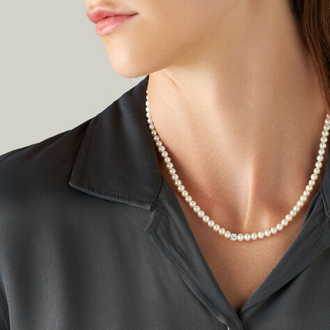 Collana Gabrielle Oro Bianco Perla D'Acqua Dolce Cristallo - Collane Donna | Stroili
